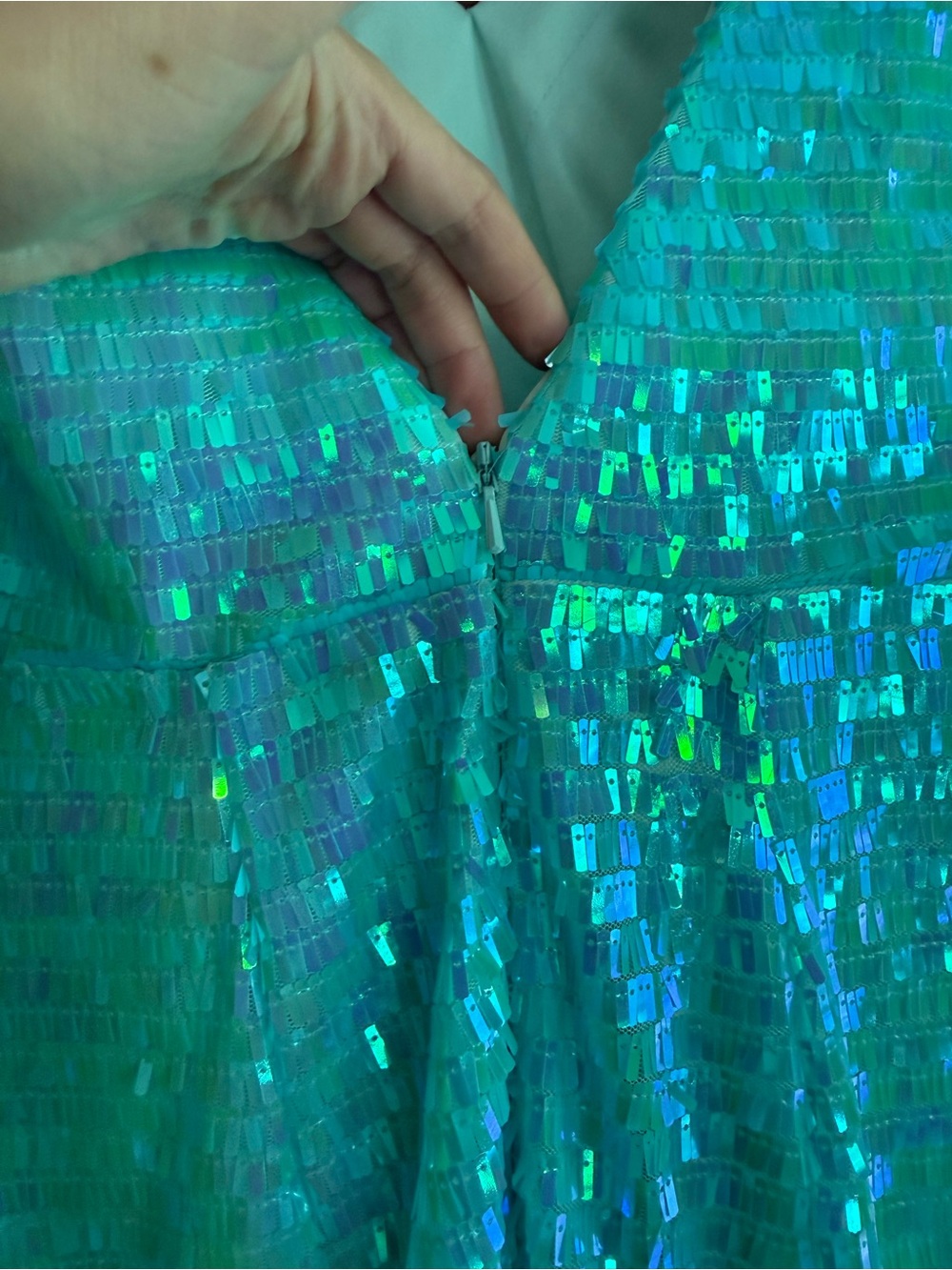 NWT TIFFANY DESIGNS 16065 Micro Fringe Sequin V Neck Mermaid Dress Evening Gown - Picture 12 of 14